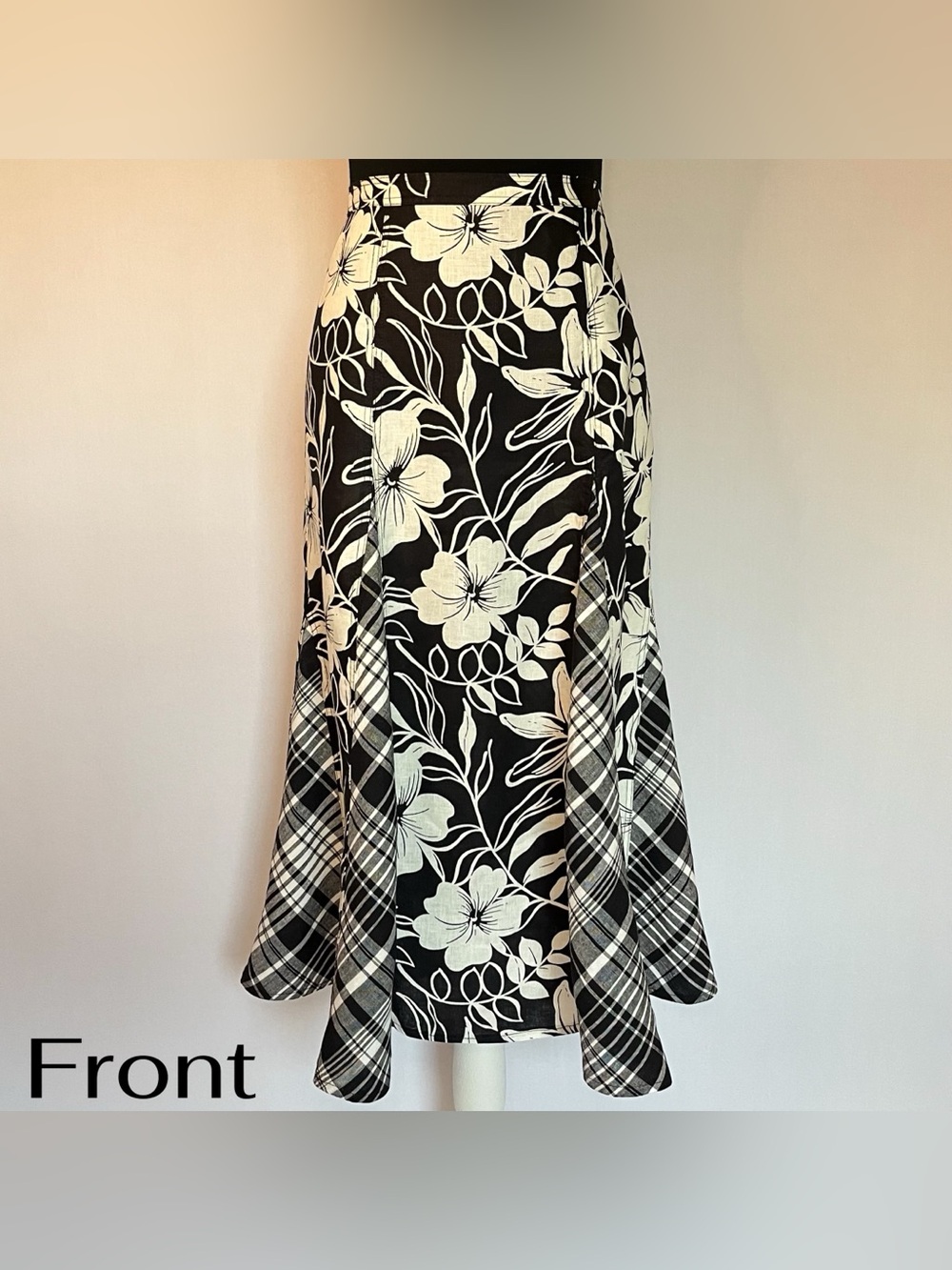 Polo Ralph Lauren Floral & Plaid 100% Linen A-Line Panel Midi Skirt Women’s Sz 6 - Picture 6 of 13